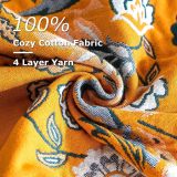 Boho Throw Blanket for Bed - 100% Cotton Ultra Soft Rustic Quilt Summer Blanket - Floral Printed Farmhouse Decor Bed Blankets,90 ×98  All Season Rustic Throw for Sofa Couch Chair