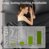 Sheets Set，Rayon Derived from 100% Bamboo_，Cooling & Soft Bed Sheets, Luxury Bedding Sheets & Pillowcases, 16 Inch Deep Pockets (Cal King,Black)