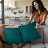 Bedding Throw Pillows Insert (Pack of 2, Dark Teal) - 18 x 18 Inches Bed and Couch Pillows - Indoor Decorative Pillows