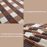 Sherpa Blanket Full/Queen Plaid Thick Bed Blanket, 90”*80” Super Soft Flannel Fuzzy Fleece Reversible Velvet Plush Warm Blanket for Couch(Beige Check, 80 *90 )