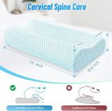 Neck Pillow for Sleeping, Ergonomic Cervical Neck Pillow for Neck Pain Relief, Memory Foam Pillow fit Neck Contour, Bed Pillow for Side Back Stomach Sleepers (Blue, Standard Size)