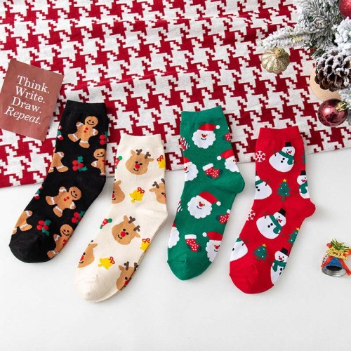 【A Free Pair Of Socks Over $99】Cute Christmas Santa Print Socks