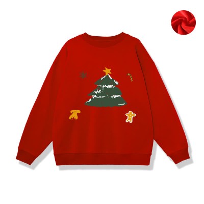 Boyfriend Girlfriend Christmas Tree Bell Print Loose Sweatshirt