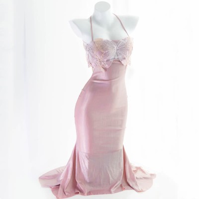 Butterfly Embroidery Sexy Halter Fishtail Lingeire Dress
