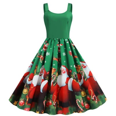 Fashion Christmas Pattern Print Slip Dress