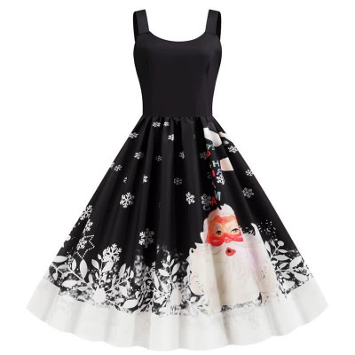 Fashion Christmas Pattern Print Slip Dress