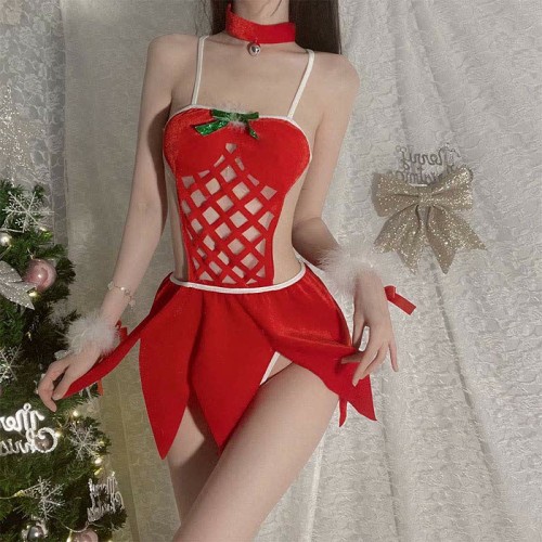 Sexy Hollow Out Irregular Lace Up Slip Dress Lingerie
