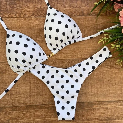 Hawaiian Style Split Strap Sexy Polka Dot Bikini