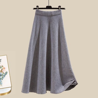 Christmas Colorblock Sweater High Waist Knit Skirt