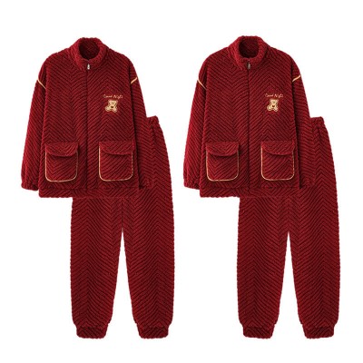 Boyfriend Girlfriend Red Cartoon Plush Pajama Set