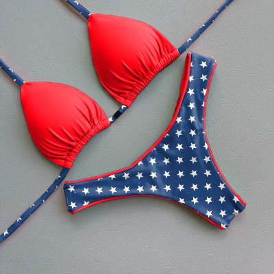 Personalized Color Contrast Polka Dot Bikini Set