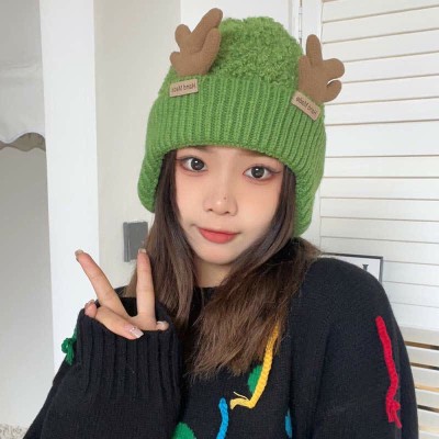 Lovely Cartoon Deer Antler Knit Plush Hat