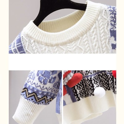 Christmas Colorblock Sweater High Waist Knit Skirt