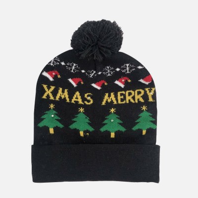 LED Christmas Graphic Print Knit Hat