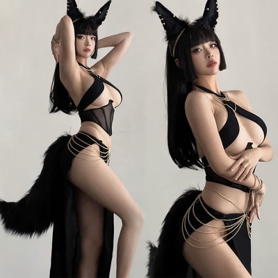 Cosplay Sexy Hollow Out Chain Lingeire Set