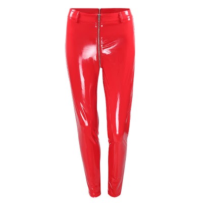 Sexy Zipper Shiny Leather Leggings