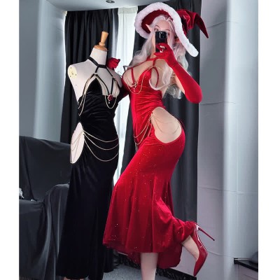 Pre Order Sexy Halter Hollow Out Backless Chain Fishtail Dress