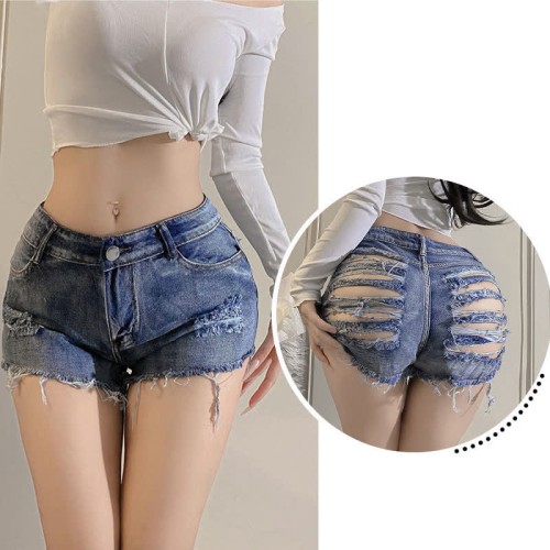 Sexy Ripped Hollow Out Denim Shorts Lingerie