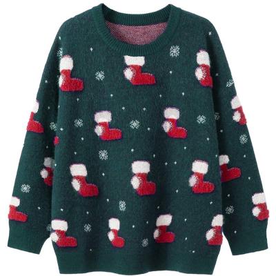 Cartoon Christmas Stocking Print Sweater