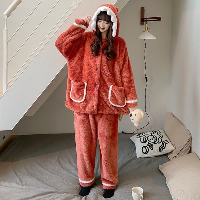 Lovely Cartoon Shark Plush Hooded Pajamas Set