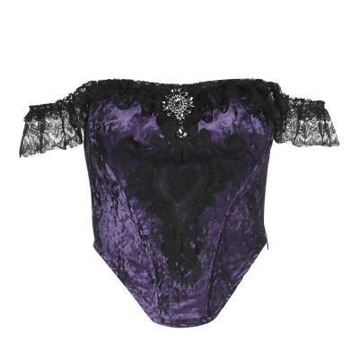 Gothic Lace Corset Top Stitching Ruffled Fishtail Skirt