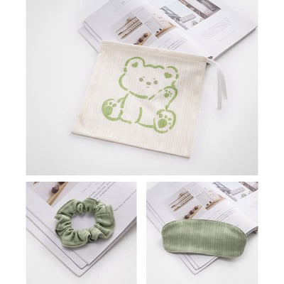 Cartoon Print Doll Collar Pajamas Seven Pieces Set With Breast Pads