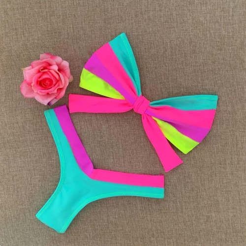 Solid Color Rainbow Sling Sexy Bikini Set
