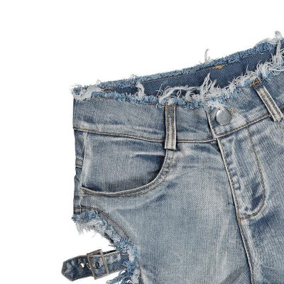 Sexy High Waist Buckle Denim Shorts Lingerie