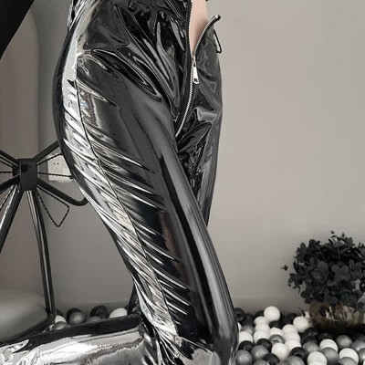 Sexy Zipper Shiny Leather Leggings