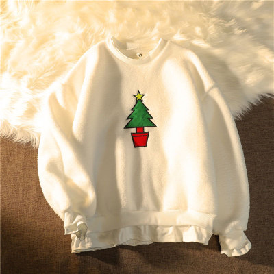 Cartoon Embroidery Fake Two Pieces Sweatshirt