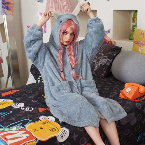 Cartoon Dinosaur Hooded Pajamas Dress