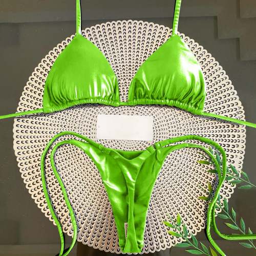 Fashion personality vacation style solid color strappy bikini