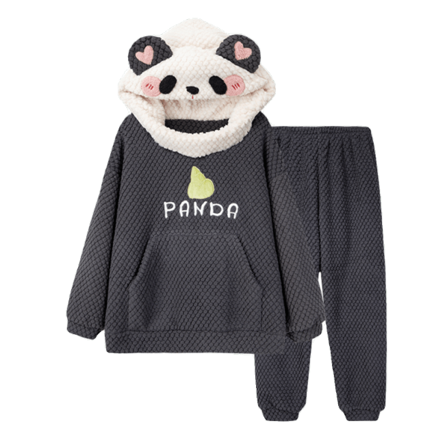 【50% OFF】Cartoon Panda Plush Loose Hooded Pajamas Set