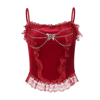 Gothic Chain Lace Crop Top