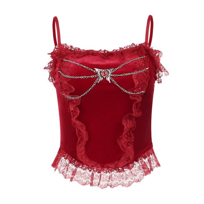Gothic Chain Lace Crop Top