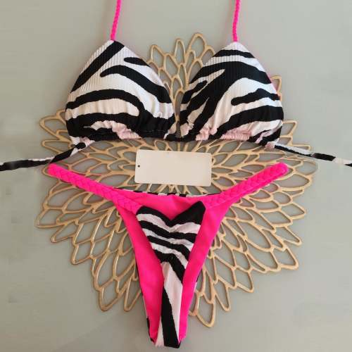 Trendy Zebra Print Holiday Sexy Bikini