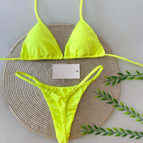 Yellow sexy split bikini