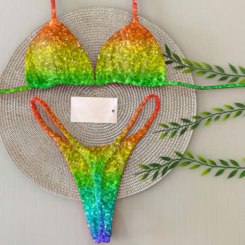 Fashion Rainbow Simple Sexy Split Bikini