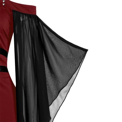 Gothic Punk Mesh Swing Sleeve Lace Up Slip Dress