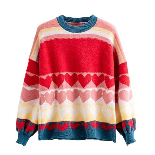 Colorblock Love Heart Loose Sweater