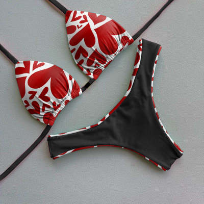 Love graphic sexy bikini set