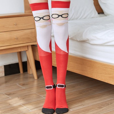 Christmas Pattern Print Stockings Over the Knee