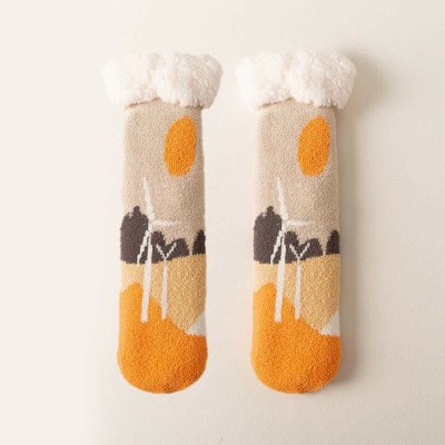 Chic Landscape Painting Print Plush Socks Warm