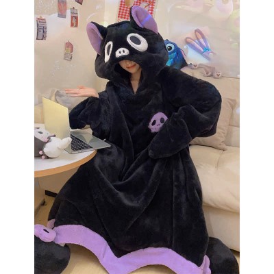 【50% OFF】Funny Cartoon Bat Plush Hooded Jumpsuit Pajamas Dress