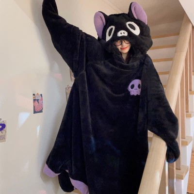 【50% OFF】Funny Cartoon Bat Plush Hooded Jumpsuit Pajamas Dress