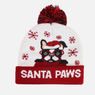 LED Christmas Graphic Print Knit Hat