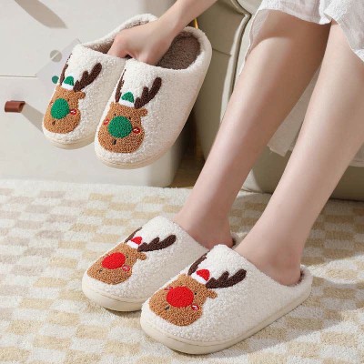 Lovely Christmas Reindeer Plush Slippers