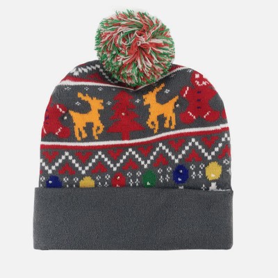 LED Christmas Graphic Print Knit Hat