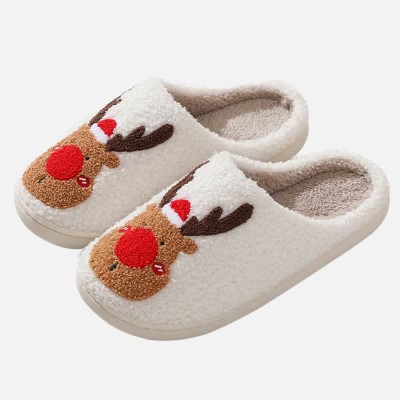 Lovely Christmas Reindeer Plush Slippers