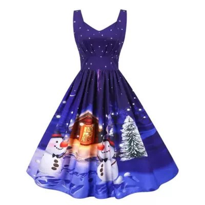 Fashion Christmas Pattern Print Slip Dress